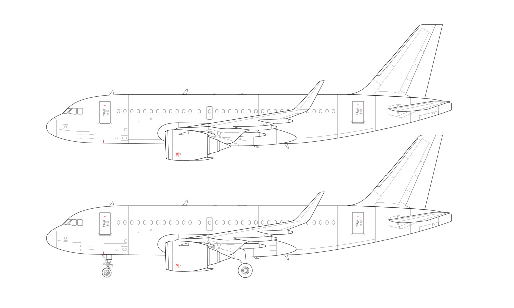 Airbus A319 NEO Blank Illustration Templates Norebbo