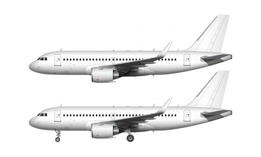 Airbus A319 NEO blank illustration templates