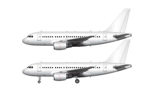 Airbus A318 blank illustration templates with Pratt & Whitney and CFM56 engines