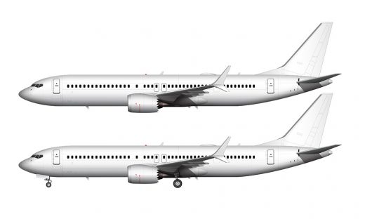Boeing 737-9 MAX blank illustration templates