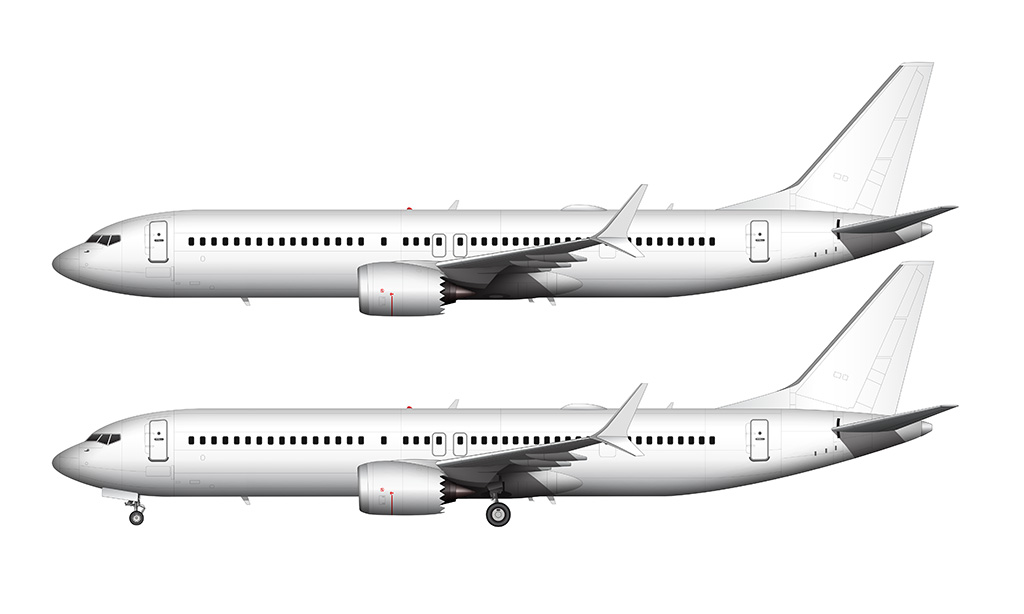 737 MAX 9 all white side view