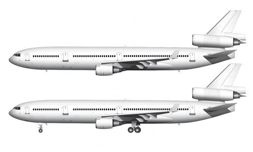 McDonnell Douglas MD-11 blank illustration templates (with GE engines)