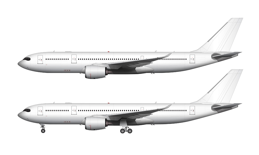 Airbus A330-800 NEO blank illustration templates