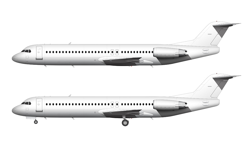 Fokker 100 (F-28-0100) blank illustration templates