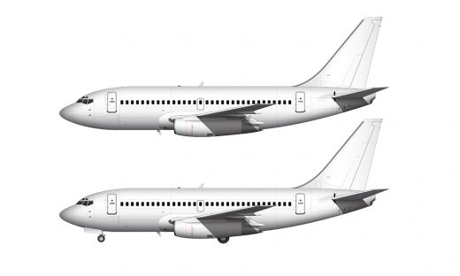 Boeing 737-200 blank illustration templates