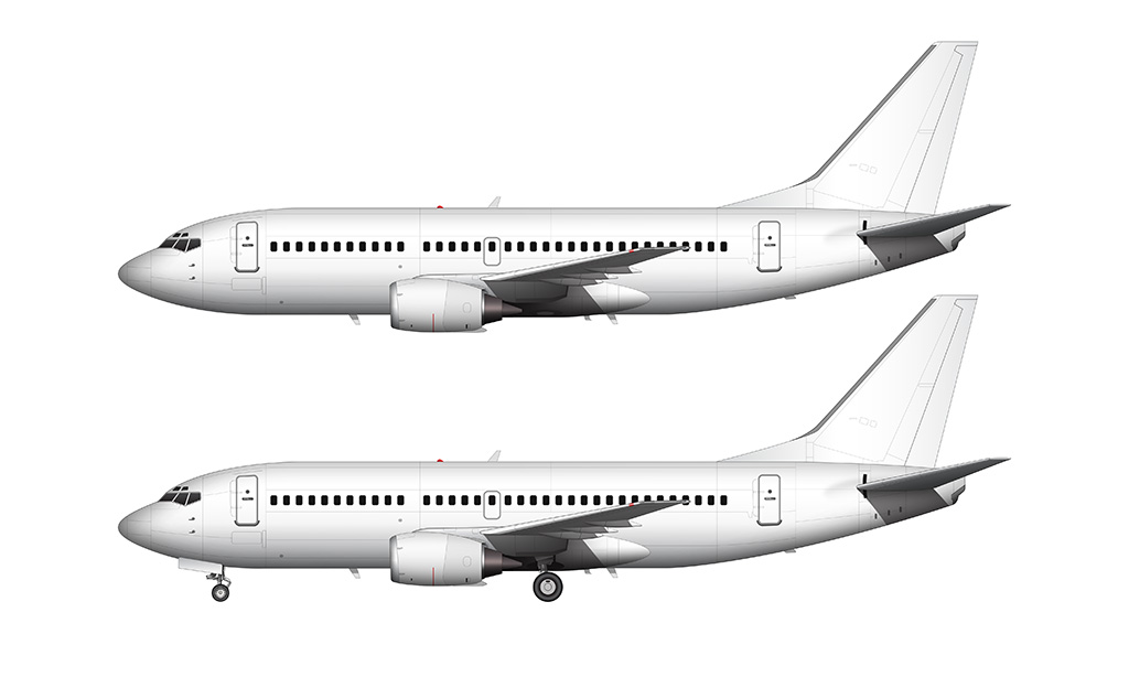 Boeing 737-300 blank illustration templates