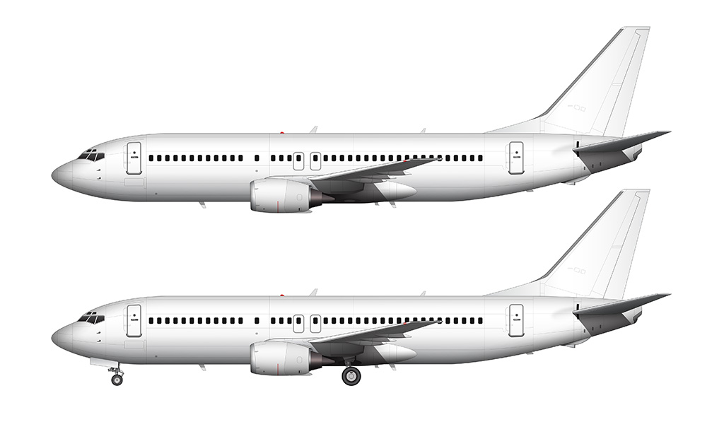 737-400 all white side view