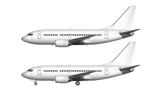 Boeing 737-500 blank illustration templates (with and without blended winglets)