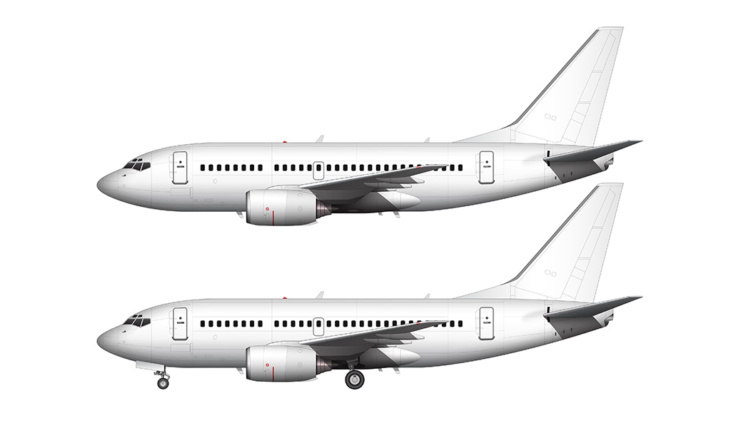 boeing 737-600 side view all white no livery