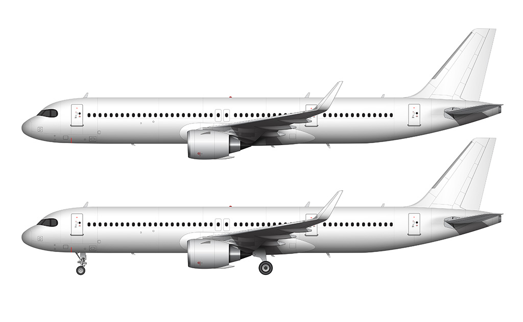 Airbus A321neo LR (Long Range) blank illustration templates
