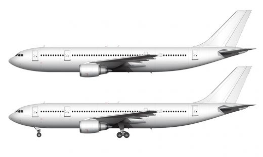 Airbus A300B4-600R blank illustration templates with General Electric engines