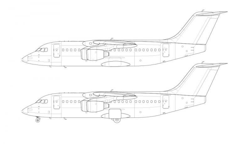 British Aerospace BAe 146-200 / Avro RJ85 blank illustration templates ...