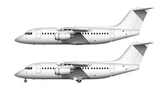 British Aerospace BAe 146-200 / Avro RJ85 blank illustration templates