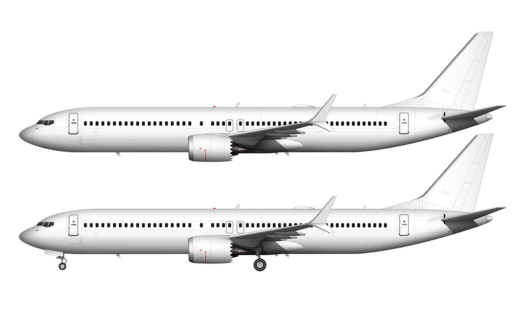 Boeing 737-10 MAX blank illustration templates