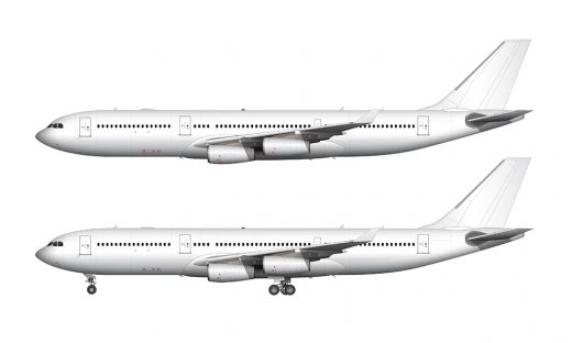 Airbus A340-200 blank illustration templates