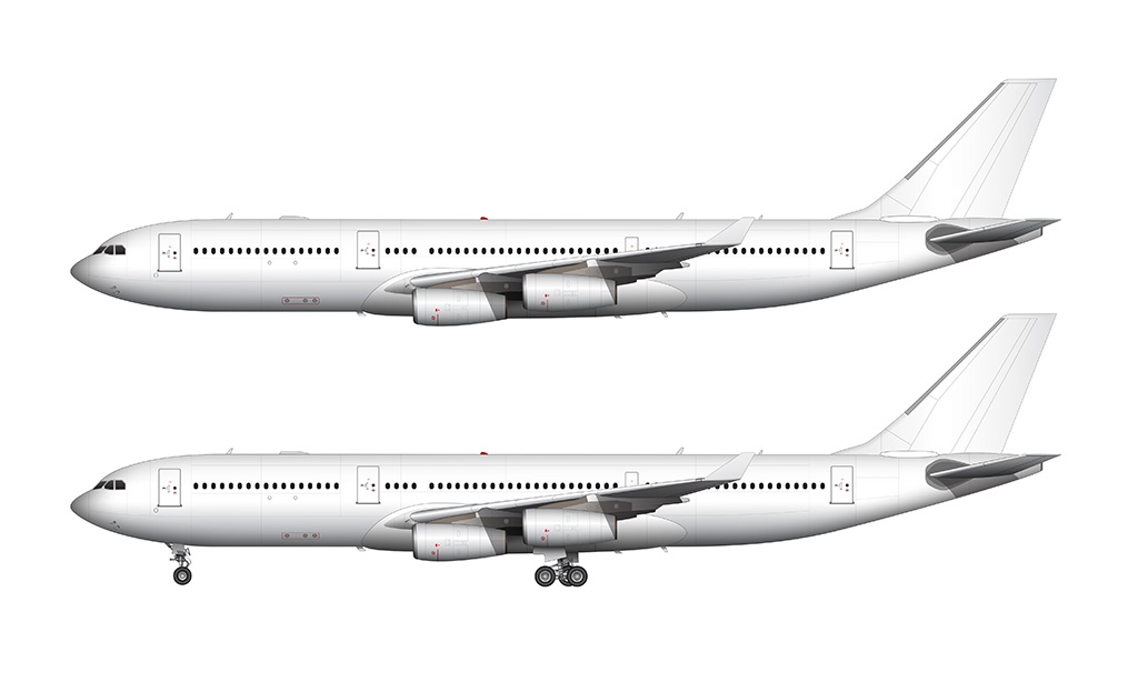 Airbus A340-200 white side view