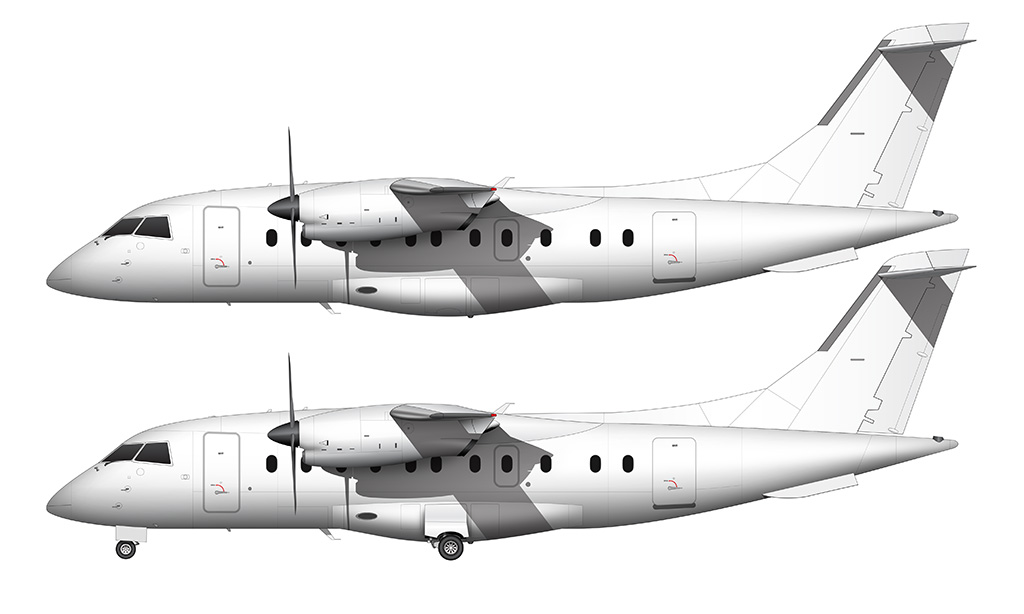 all white Dornier 328-110 side view