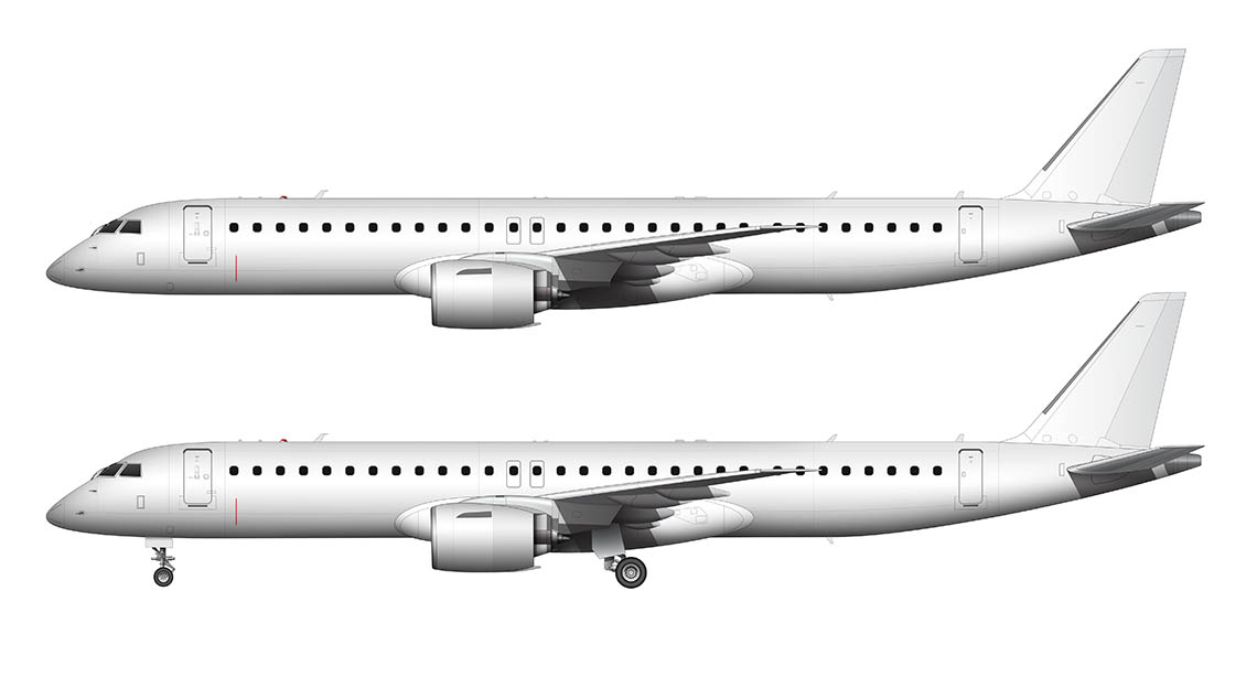 Embraer E195-E2 blank illustration templates