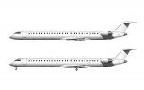 all white Bombardier CRJ-1000 side view