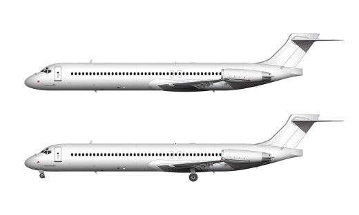 McDonnell Douglas MD-87 blank illustration templates
