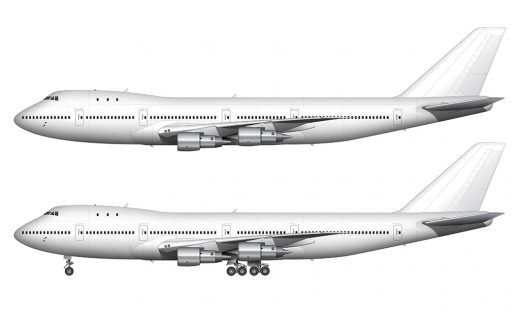 Boeing 747-100 blank illustration templates