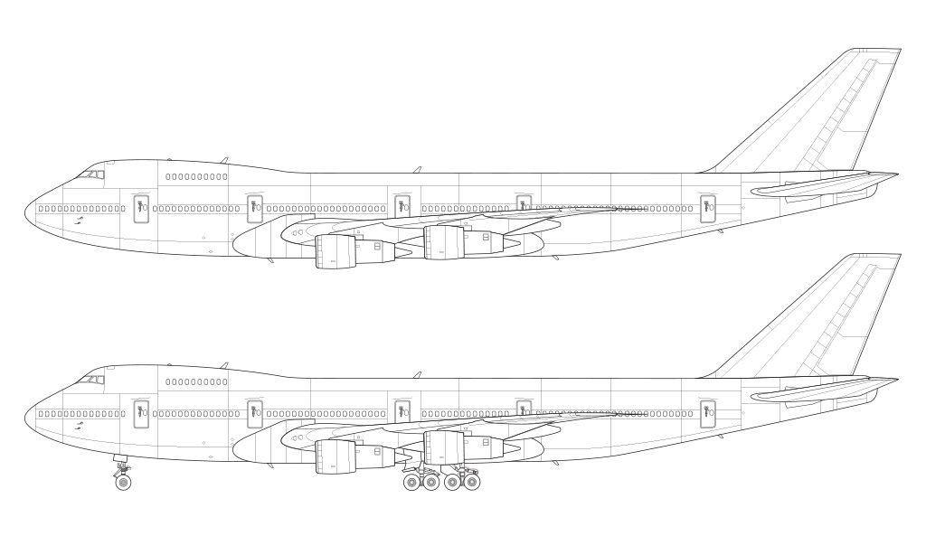 747-200 blueprint Pratt & Whitney engines