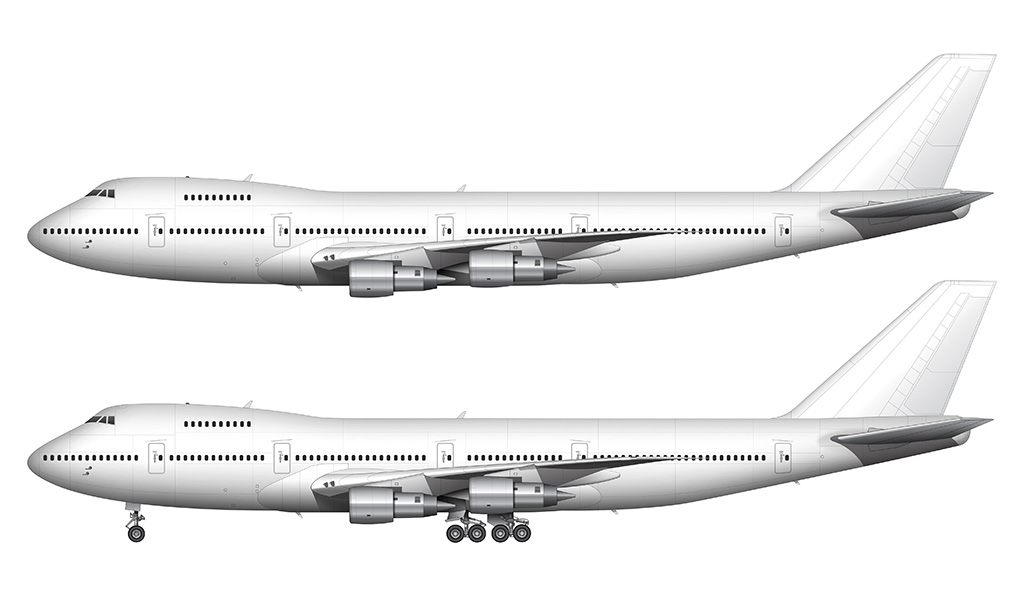 Boeing 747-200 blank illustration templates