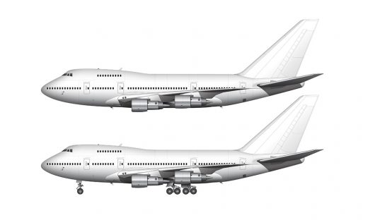 Boeing 747SP blank illustration templates