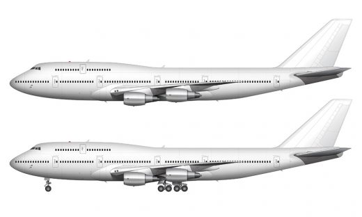 Boeing 747-300 blank illustration templates