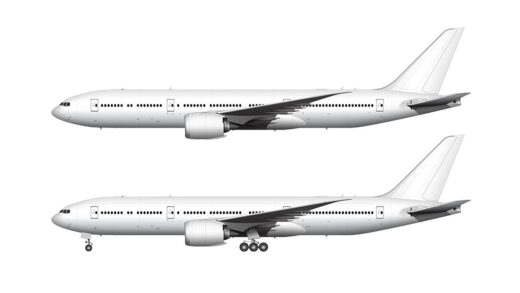 Boeing 777-8 blank illustration templates