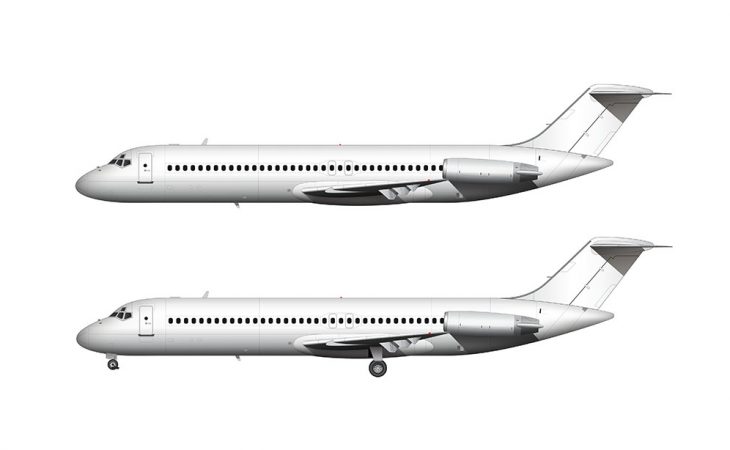 All White McDonnell Douglas DC-9-30 side view