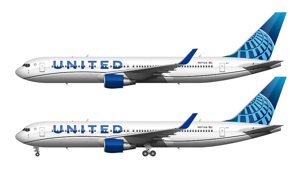 United Airlines 767-300 new livery