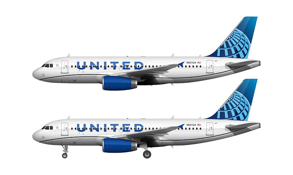 UNITED AIRLINES UAL AIRCRAFT TAIL WITH LIVERY AND LOGO DECAL STICKER 