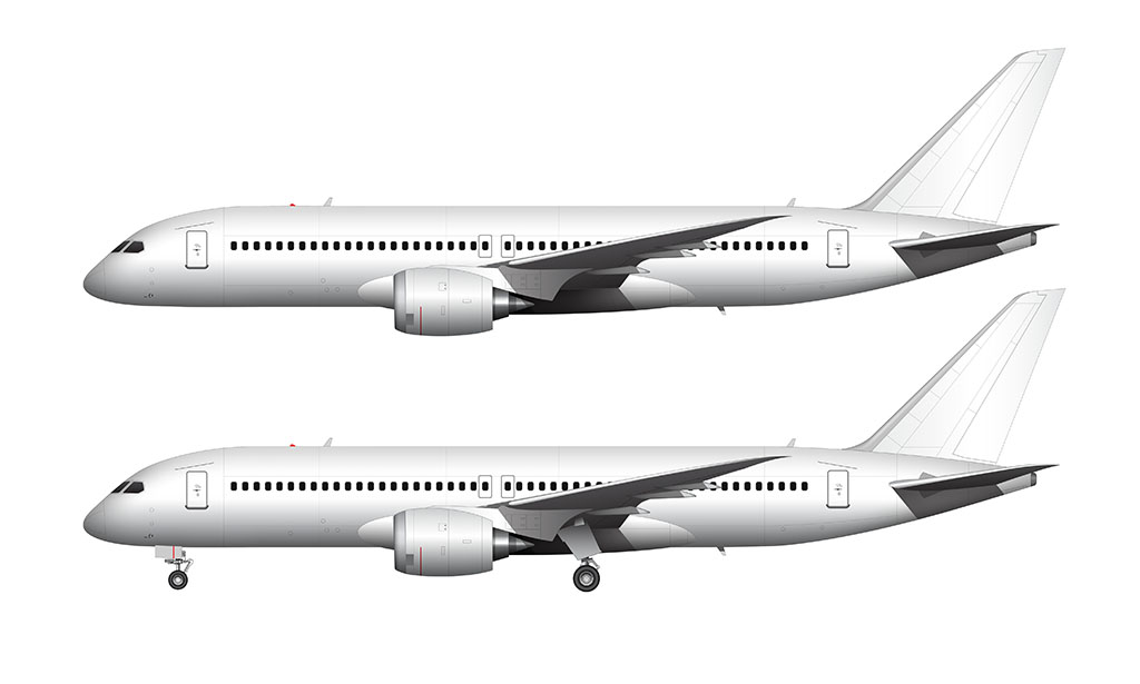 Side view templates of the Boeing 797 concept