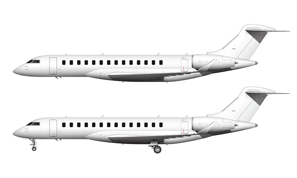 all white Bombardier Global 7500