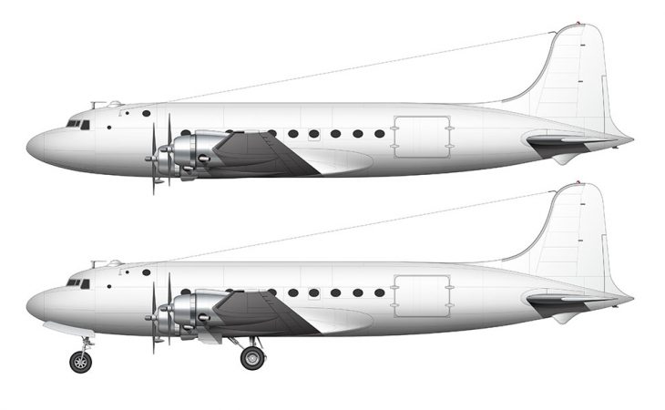 All White Douglas DC-4 side view