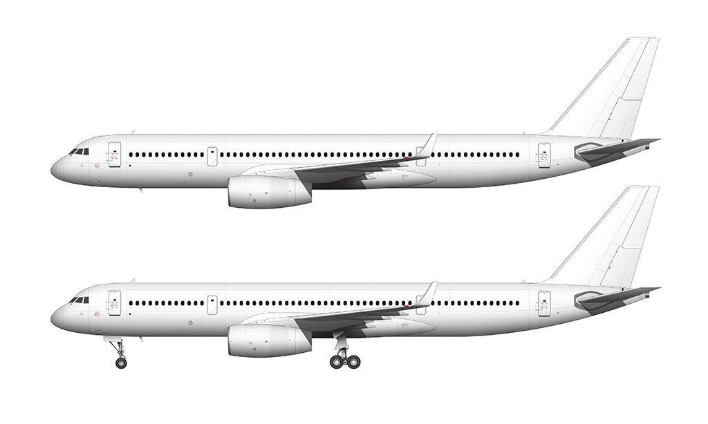 Tupolev Tu-204-100 blank illustration templates
