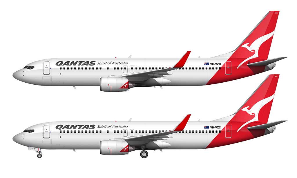 Qantas 737-838 new roo livery side view