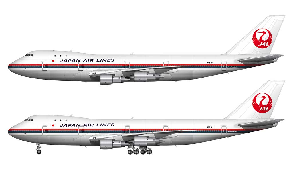 1959 Japan airlines livery on the Boeing 747-100