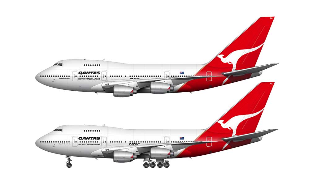 QANTAS Boeing 747SP-38 Roo livery side view