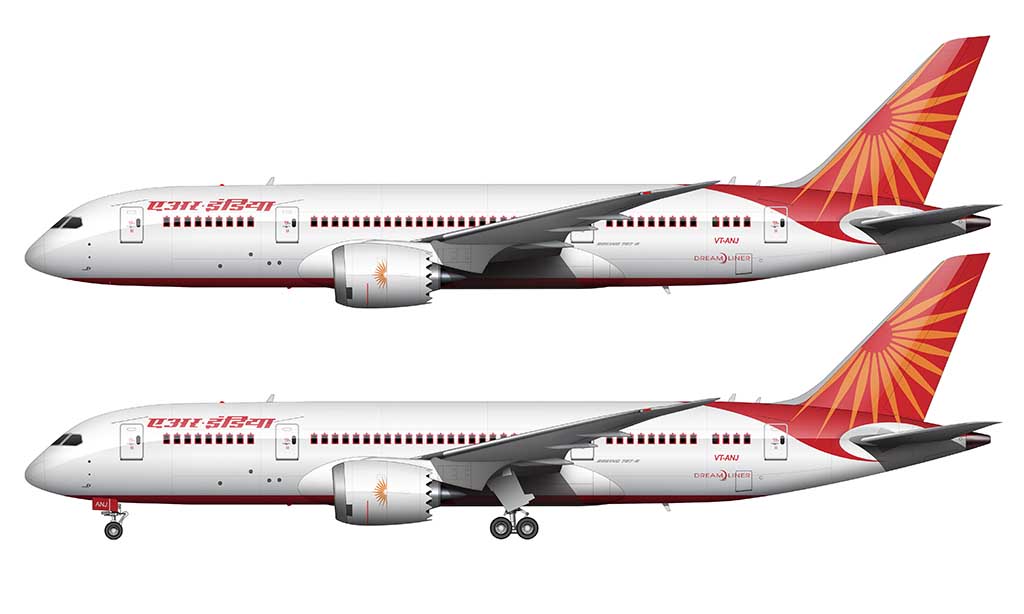 Air India Livery Boeing 787-8 side view