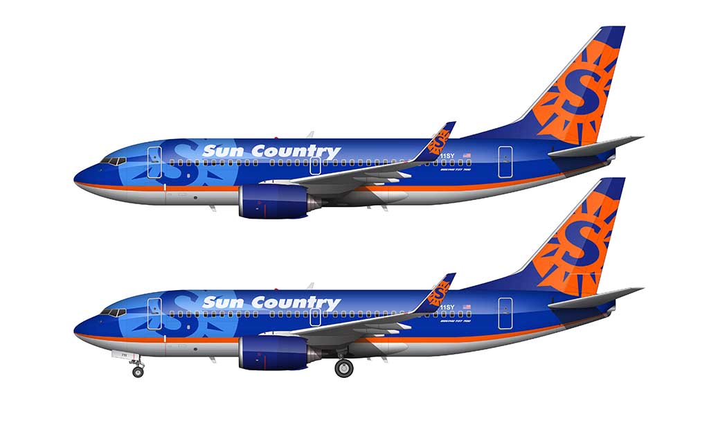 sun country 737-700 side view 2001 blue livery