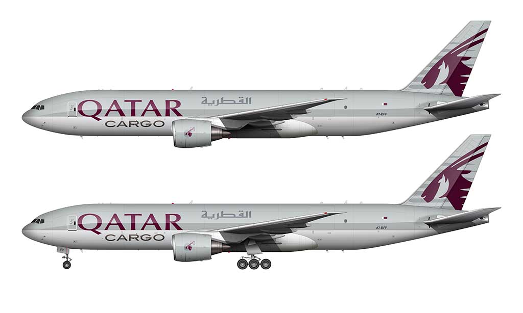 Qatar Airways Cargo 777F side view