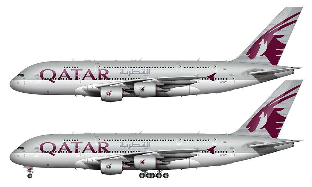 Qatar Airways A380 side view