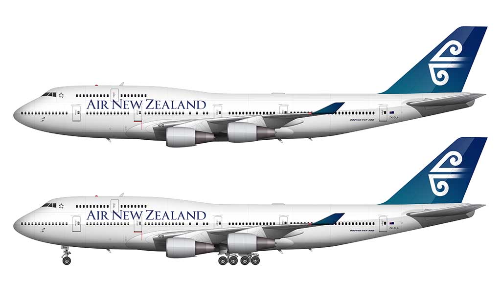Air New Zealand Boeing 747-400 pacific wave livery (2009 revised version) side view