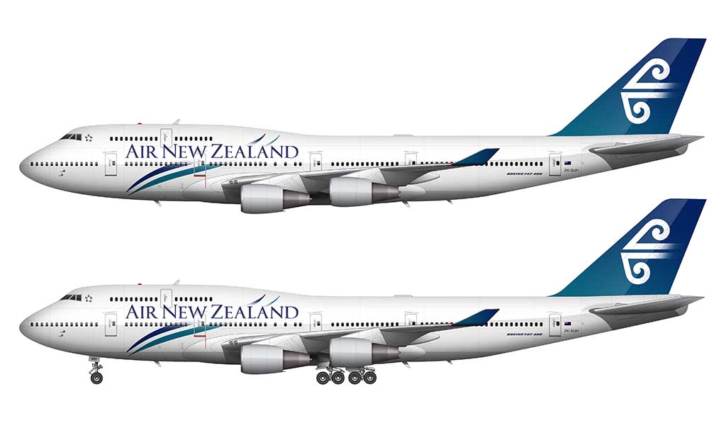 Air New Zealand Boeing 747-400 pacific wave livery side view