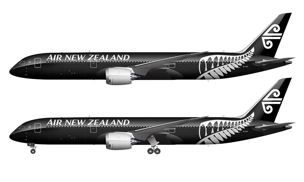 Air New Zealand 787-9 black livery side view