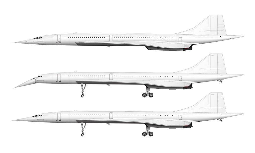 All white Concorde side view 
