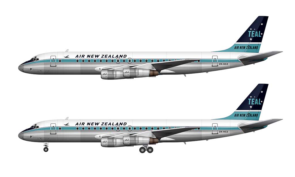 Air New Zealand Douglas DC-8-52 side view (1965 Livery)