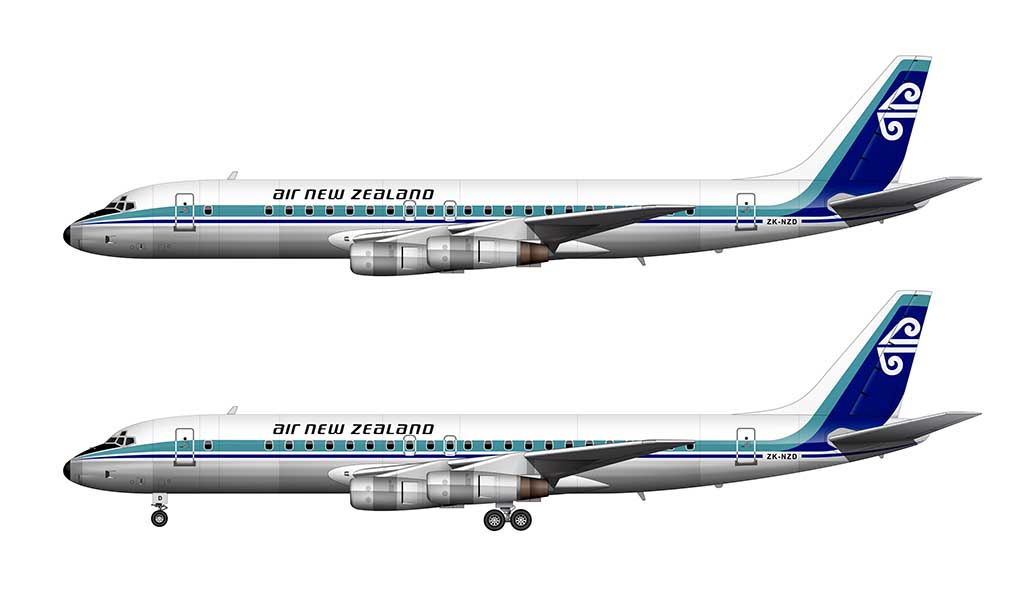 Air New Zealand Douglas DC-8-52 side view (1973 Livery)